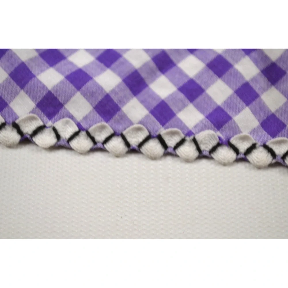 Vintage MCM 60s Half Apron Purple‎ & White Gingham Smocked Pocket Waist Band 20